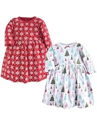 Hudson Baby Toddler and Baby Girl Cotton Dresses, Sparkle Trees 2 Pack, 4 Toddler (4T)
