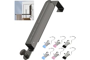 Outstar Over The Door Clothes Hanger,Foldable Over The Door Drying Rack with Towel Racks and 6 Clothes Pins,Metal Over The Door Clothes Rack for Laundry Bathroom Bedroom Travel Hangers(Black, 1 Pack)