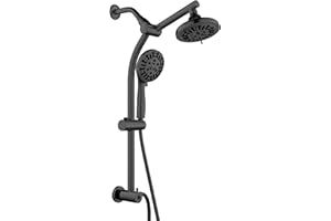 OUGOO Retrofit 2-Way Shower Head Combo, 8-Function Rainfall Shower Head with 9 Setting Handheld Shower Combo, Adjust Slide Ba