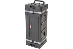 SKB Drum Hardware Case with Wheels, Durable Roto-Molded Polyethylene Mobile Storage with Telescoping Handle and Secure Cinch Straps, Black