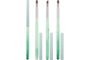AMILHITON 3PCS Nail Polish Clean Up Brush, Round♭&Angled Acetone Resistant Nail Brush for OPI Nail Polish Remover, Fingernail Cleaning Brushes at Home Nail Art and Designs(Emerald Green)