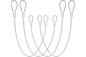 SDTC Tech 4-Pack 40IN 3mm Outdoor Travel Anti-Theft Cable, Heavy Duty Stainless Steel Braided Wire Rope Cables with Loop Ends for Pickture Display, Garden Lines, DIY Ligth Strings