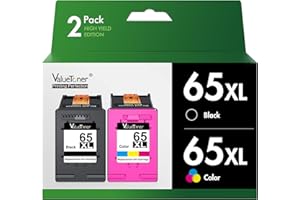 Valuetoner Remanufactured Ink Cartridges Replacement for HP 65XL Ink Cartridge Combo Pack 65 XL for Envy 5055 5052 5058 DeskJet 3755 2655 3720 3722 3723 3752 3758 2652 2624(1 Black, 1 Color)