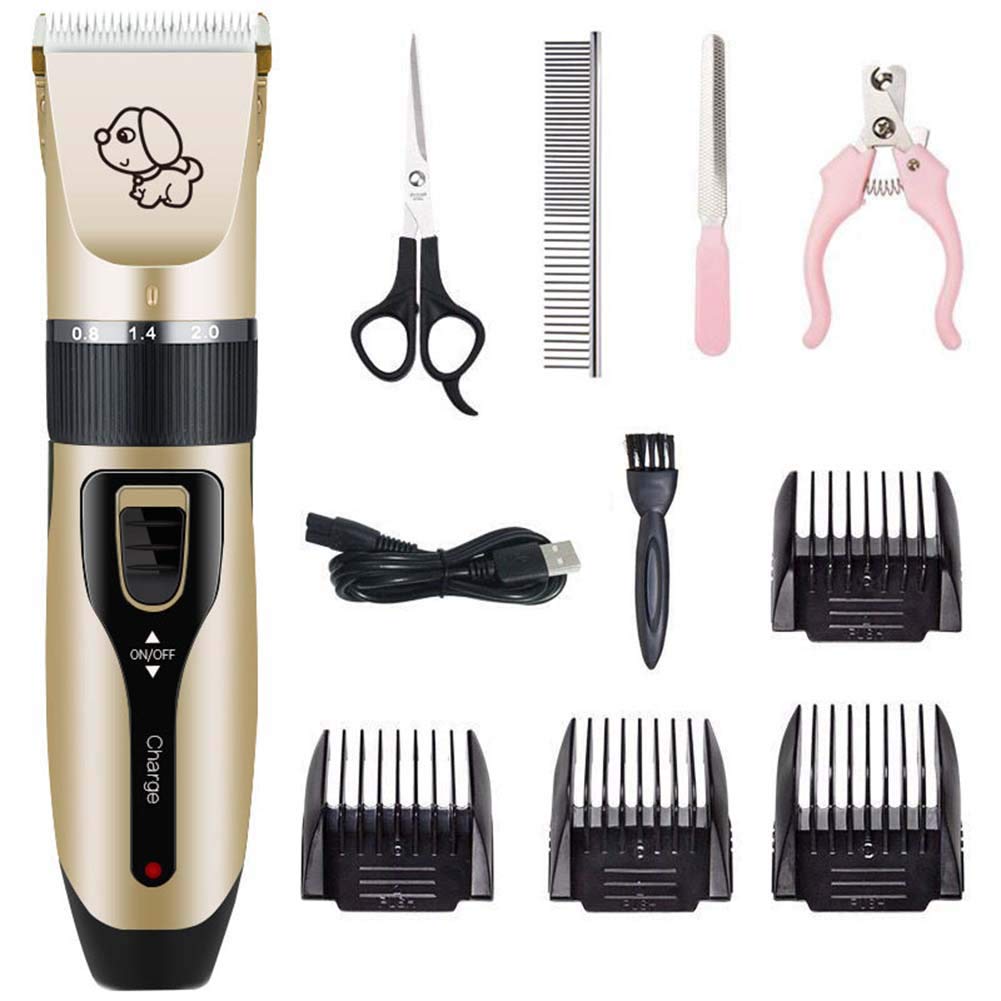 Abuycs Dog Grooming Clippers for Pets, Cat Hair Trimmer Kit, Dog Clippers, Pet Shaver, Low Noise, Professional Hair Clipper Set with 4 Comb + Pro Accessories, Quiet Rechargeable Shaving Tool