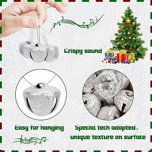 Shindel 100PCS Christmas Jingle Bells, Craft Bells Bulk 1 Inch Unique Silver Bells for Christmas Tree Home Decoration