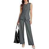 Casly Lamiit Women's 2 Piece Outfit Spring 2026 Sleeveless Suit Vest and Wide Leg Pants Business Casual Travel Blazer Sets