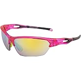 Raze Eyewear Pursuit Wrap Around Sports & Motorcycle Sunglasses Crystal Pink Gloss Frame w/High Definition Yellow Z Lenses
