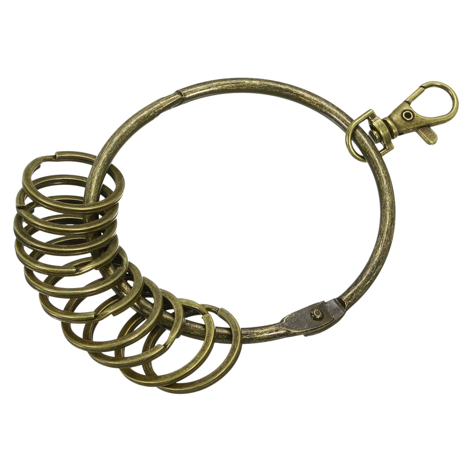 PATIKIL 3.4 Inch Dia Key Organizer Keychain, 1pcs Key Management Holder with 10 Keys Rings for Office, Bronze