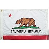 SYII California Boat Flag 12x18 Inch, Embroidery State of California Small CA Flags with 2 Brass Grommets, Heavy Duty Nylon Outdoor Banner for Yacht