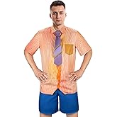 Mens Ele Wade Costume Shirt Shorts Tie Set Water Element Cosplay Halloween Full Set Outfits for Adult