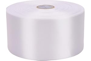 Baocuan 2 inch x 50 Yards White Single Face Satin Ribbon Solid Fabric Ribbon for Gift Wrapping Floral Bouquets Wedding Birthday Party Decoration Hair Floral Craft Sewing