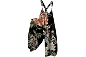 Bokeley Boho Jumpsuit for Women 2024 Summer Wide Leg Sleeveless Adjustable Strap Overall Plus Size Vintage Art Graphic Romper