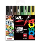POSCA PC-3M Paint Marker Art Pens - 0.9-1.3mm &ndash; Earth Tones Set of 8 Pens in Gift Box