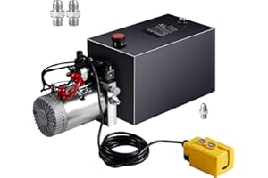 VEVOR 8 Quart Hydraulic Power Unit, Double Acting Dump Trailer Pump, 0.91 GPM Flow Rate, 3200 PSI Max Relief Pressure, DC 12V Hydraulic Pump for Dump Trailer Car Lifting