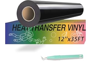 HTVRONT Heat Transfer Vinyl - 12" x 35ft Black Iron-On HTV Roll for All Cutter Machines, Easy to Cut & Weed for Shirt Designs