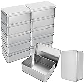 CYEAH 12 Pack Metal Tin Box Lids, Rectangular Empty Tin Box Containers, Portable Storage Metal Tin Container for Treats, Gift