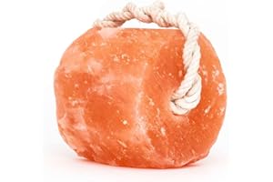 Glowyn Pink Himalayan Salt Lick - Large Natural Mineral Block on Rope for Horses, Cattle, Live Stock, Deer – Long Lasting - 9.5lbs. to 11.0lbs. - Great for Using as a Bait for Deer Hunting