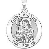 PicturesOnGold.com Saint Agatha Religious Medal - 3/4 Inch Size of a Nickel -Sterling Silver