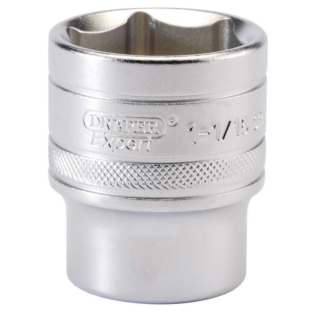 Draper 16635 1/2-Inch Square Drive Micro Satin Chrome Imperial Socket, 1.1/16-Inch Size