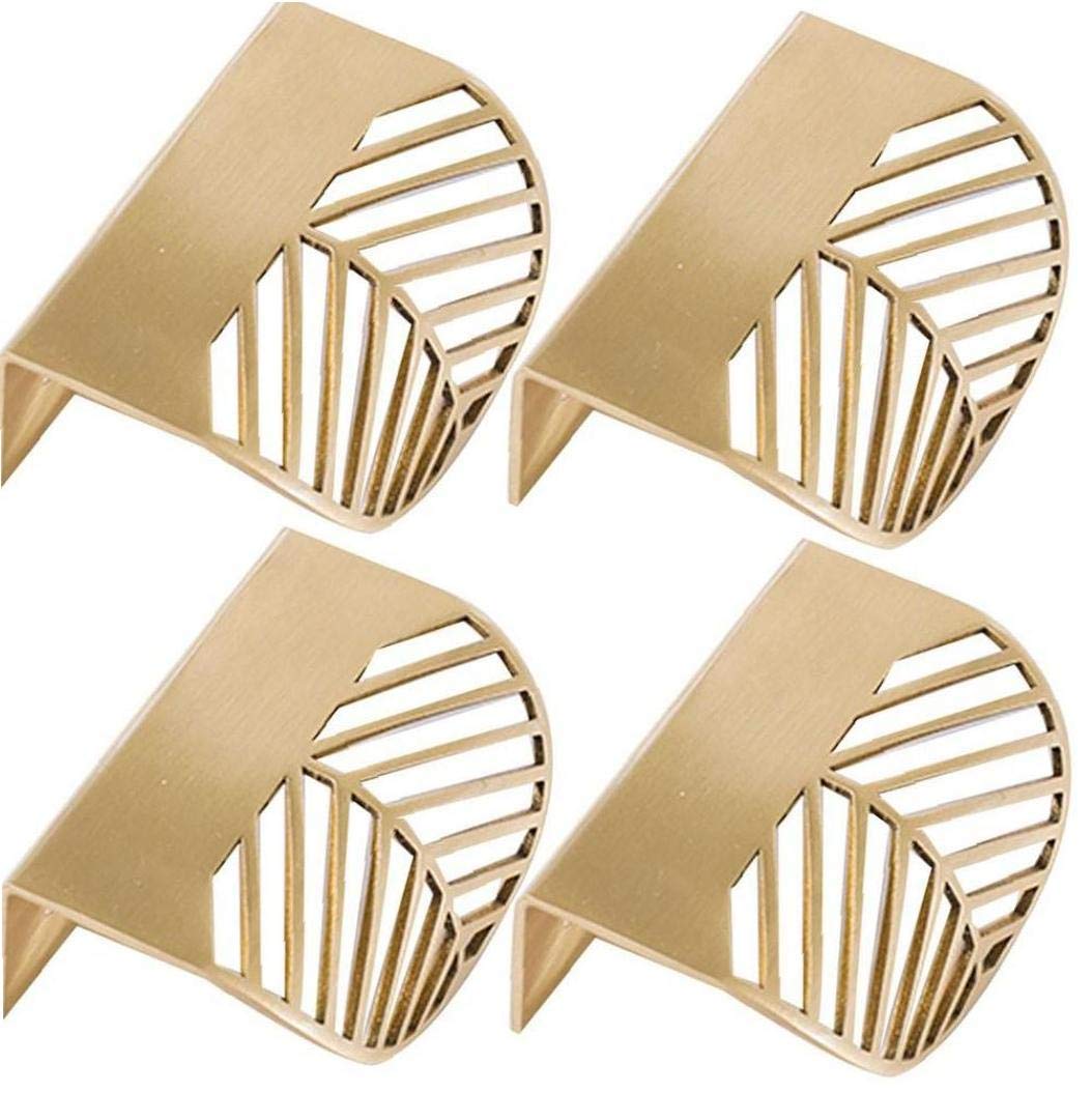 Lankater 4pcs Leaf Shape Cabinet Pulls Brass Gold Furniture Handles Kitchen Door Copper Drawer Pull Knobs