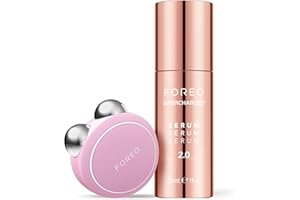 FOREO Firm & Fabulous BEAR mini + Serum Serum Serum 1 Oz Anti aging Starter Kit- Microcurrent Facial Device- Instant Face Lift- Double Chin Eliminator- Facial Skin Care Products- Gift Set- Pearl Pink