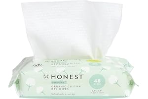 The Honest Company Dry Baby Wipes | 100% Organic Cotton, Gentle, Disposable | 48 Count