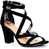 TRENDSup Collection Women's Chunky Heel Ankle Strap Sandals