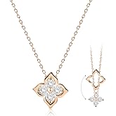 Helirose 14K Gold Plated Clover Necklace for Women, Dainty CZ Diamond Lucky Pendant Layered Necklace, Non Tarnish Gold Choker Necklace, Trendy Layering Jewelry Gift for Women (White)