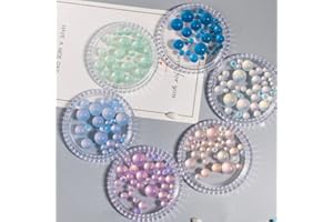 Dedyel Nail Art Pearls Gradient Flat Bottom Half Round Pearl Mermaid Bubble Beads Mixed Size 2/4/6/8/10/12mm Jelly Flat Bottom Pearls DIY Nail Art Decoration Materials (6 Colors)
