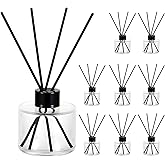 8 PCS Fragrance Glass Diffuser Bottles, Refillable Diffuser Bottles with 40 Pcs Reeds Sticks, Black Caps, Diffuser Jars for Living Room Home Replacement Fragrance DIY Decor, 100ML