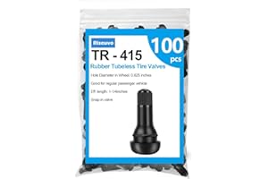Riseuvo 100pcs TR415 Tire Valve Stem Rubber Snap-in Valves, Tubeless Valve Stems Suit for 0.625 inch Rim Holes on Standard Ve