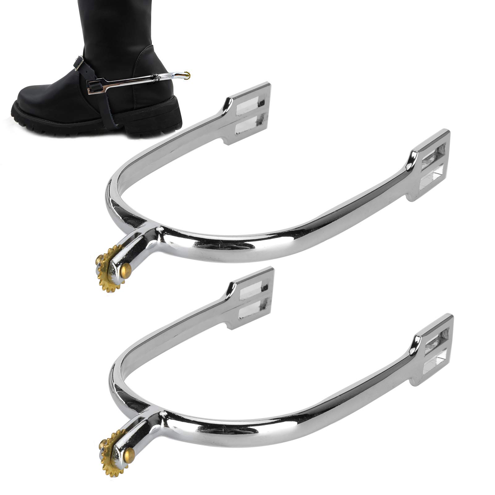 Atyhao Horse Spurs, Zinc Alloy Spurs with Rotatable Copper Rowel for Equestrian Riding Boots Durable and Comfortable for Men Women Riders