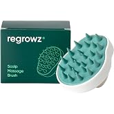 Regrowz Hair Scalp Massager Scrubber with Soft Silicone Bristles for Wet &amp; Dry Hair - Exfoliating Scalp Comb for Dandruff Removal - Boost Hair Growth, White &amp; Green