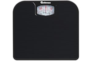 Adamson A21 Analog Scales for Body Weight - Up to 300 LB - New - Anti-Skid Rubber Surface - Large Numbers - Analog Bathroom Scale - Affordable - Durable with 20-Year Assurance - Full Black