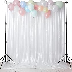JYFLZQ White Sequin Backdrop Curtain 10x8ft(WxH) 1