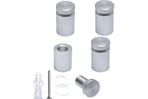 BESTANDOFF Pack of 4, Aluminum Standoff Screws, Wall Sign Standoff Mounting Hardware Advertising Glass Standoff Nail for Hanging Acrylic Picture Frame (Satin Chrome, 5/8" x 3/4")