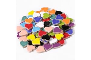 200g Ceramic Mosaic Tiles Pieces, Heart Star Oval Round Flower Shape Mosaics for Crafts Bulk,Student Adults Mosaic Kits Makin