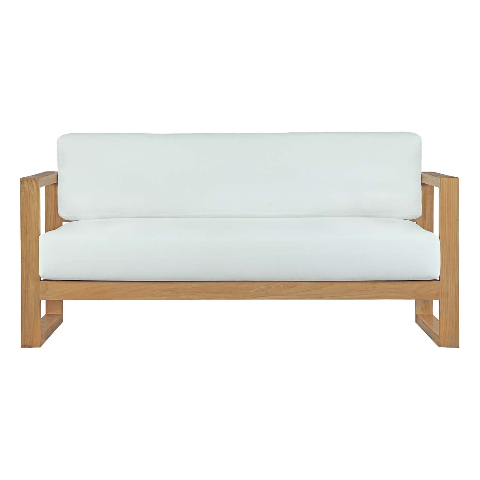 Modway EEI-2707-NAT-WHI Upland Outdoor Patio Teak Sofa, Natural White