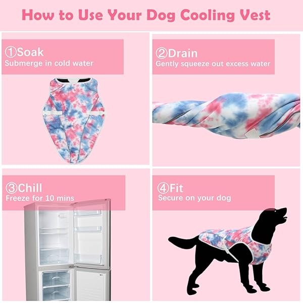 UNIPUP DOG COOLING VEST – HARNESS COOLER JACKET FOR LARGE DOGS, REFLECTIVE STRIPS & UV PROTECTION FOR BEACH, HIKING, CAMPING – ADJUSTABLE FIT PET COOLING SHIRT U-DCVF01XL