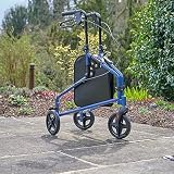 NRS Healthcare 3 Wheel Steel Rollator Blue with Bag & Lockable Brakes view 3