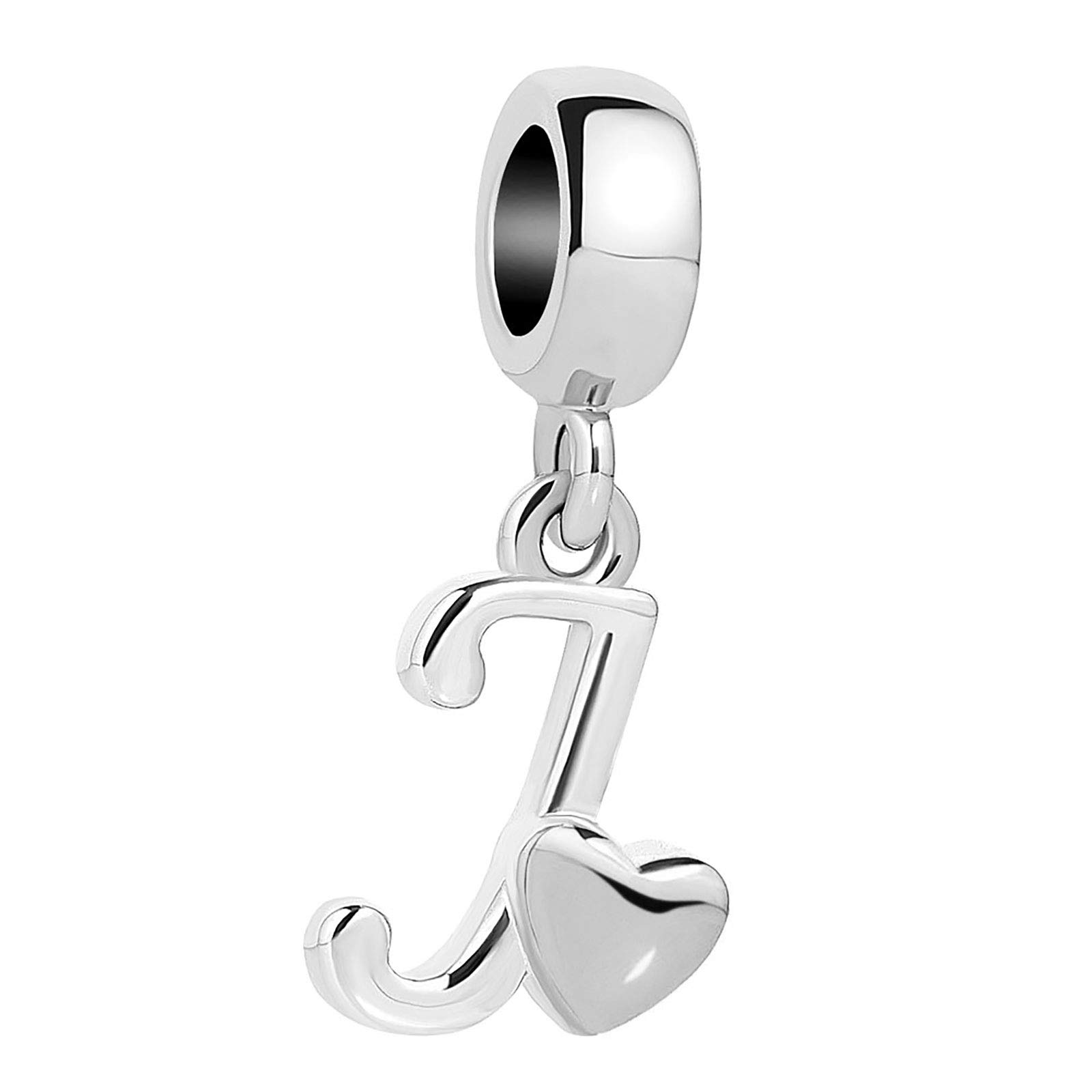 KunBead Jewelry Letter J Initial Charms Alphabet Girlfriend Engraved Anniversary Charm for her for Bracelet