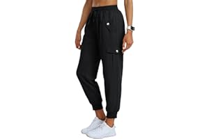 MoFiz Women's Outdoor Cargo Pants Lightweight Joggers Elastic Waist Athletic Hiking Sweatpants Casual Travel Pant with Pocket