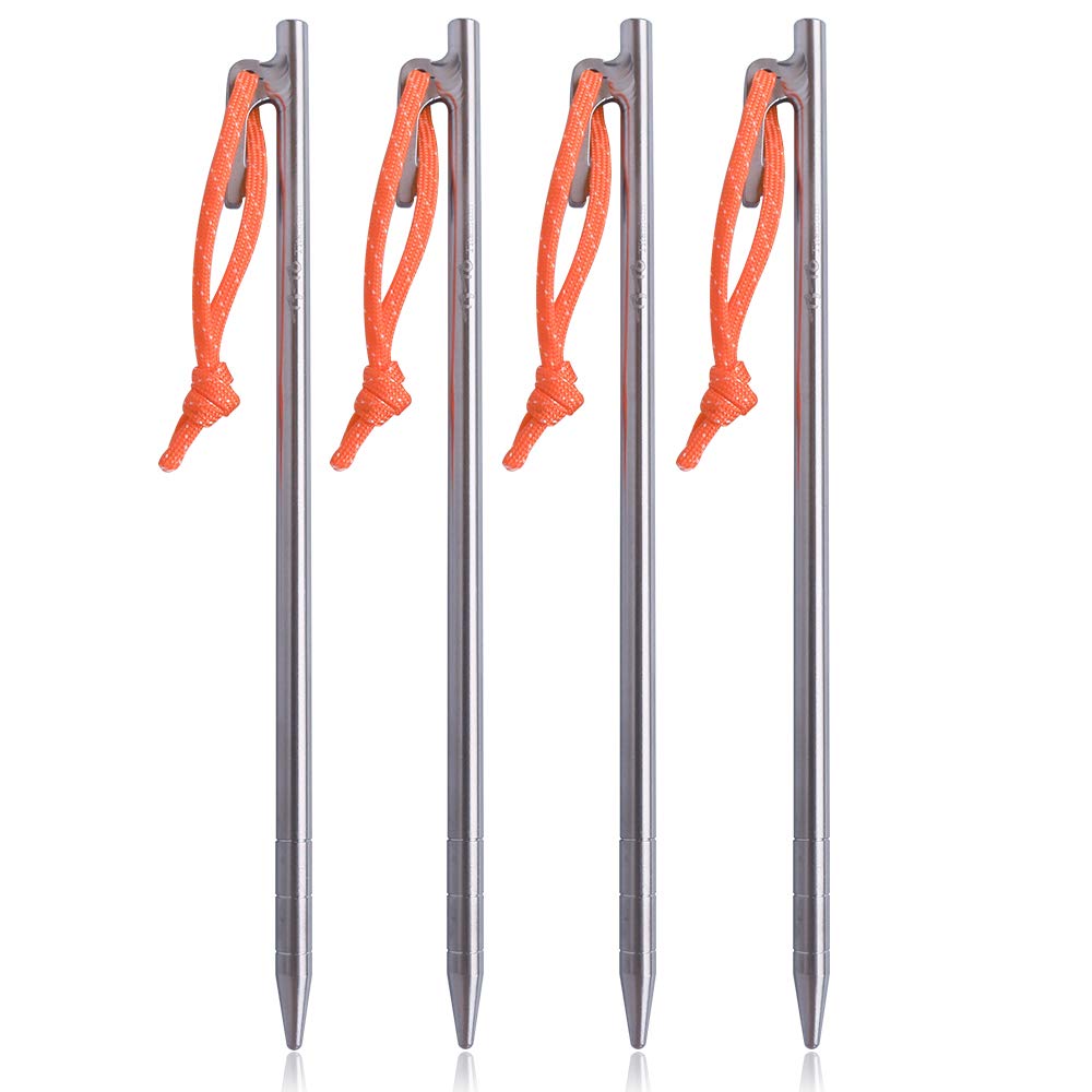 TiTo High Strength Titanium alloy tent stakes Tent pegs nail pegs for canopy camping tent DIA 8mm and Length 240mm only 56G (240)
