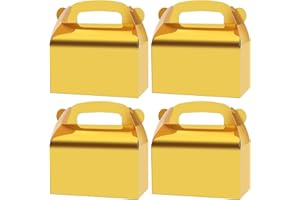 Oletx 30-Pack Gold Party Favor Treat Boxes, Goodie Boxes, Gable Paper Gift Boxes with Handles. Perfect for Wedding, Birthday, Graduation, Babyshower.