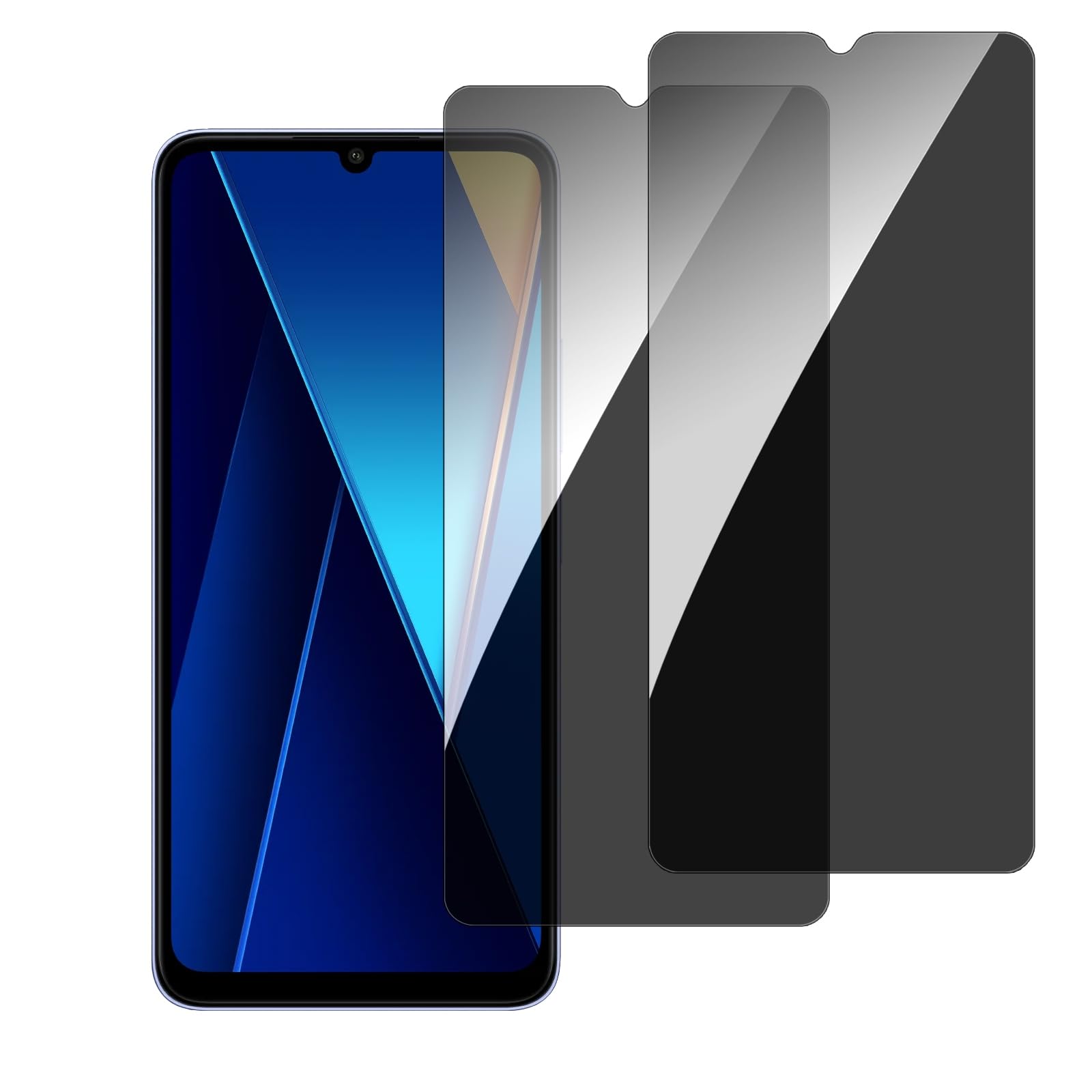 chejuza Privacy Screen Protector for Poco C65 4 g Phone [2 Pieces], 9H Hardness, Full Coverage Anti Spy Tempered Glass, HD Screen Protector