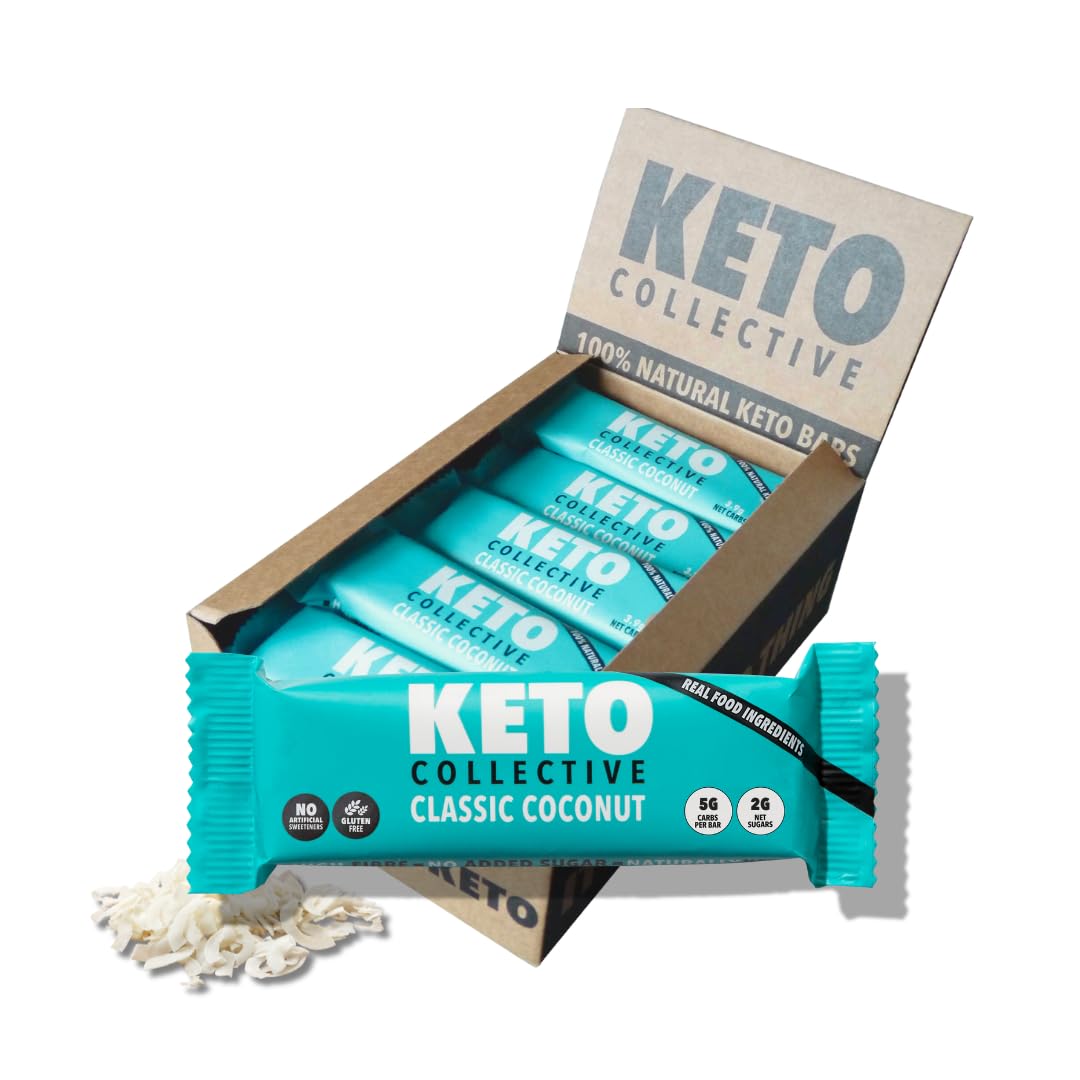 Keto Collective Keto Bars - Only 4 Ingredients - 15x40g I 2g Net Carbs I Low Carb Snacks I High Fibre I Natural Ingredients I Source of Protein I Keto Snacks I Gluten Free I Vegan (Coconut)