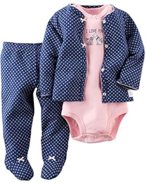 Baby Girls' 3 Piece Footed Set (Baby)