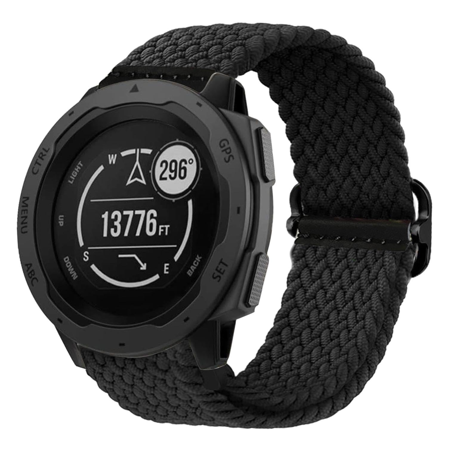 Photo 1 of Abanen Stretchy Solo Loop Watch Bands for Garmin Instinct 2 Solar/ 3 45mm, Soft Elastic Adjustable Braided Wristband Strap with Adjustable Buckle for Instinct/Crossover Solar/Tactical (Black)