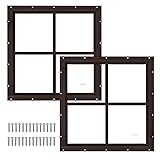 2 Pack 16" x 16" Brown Shed Window with Tempered