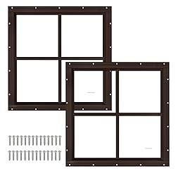 2 Pack 16" x 16" Brown Shed Window with Tempered